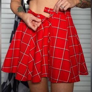 DIXXON Scarlet Checkered Skater Skirt